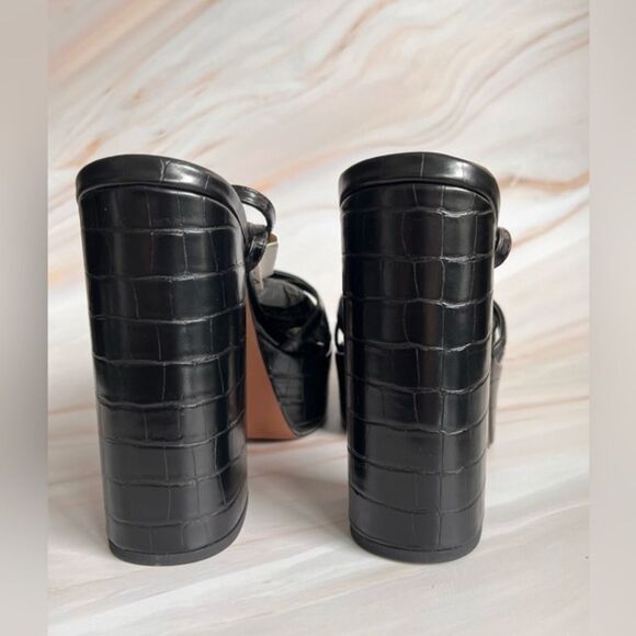 ASOS Women's Strappy Platform‎ Heeled Sandals Party Black Square Toe Size 7 - Picture 6 of 7